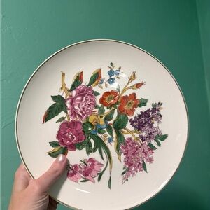 Limoges 14k gold rim made in USA floral plate